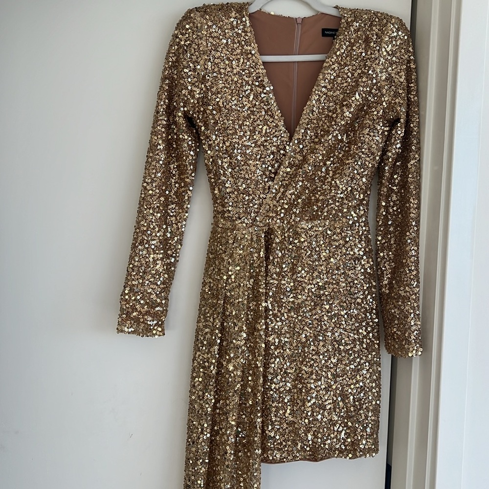 Nadine Merabi Leah Gold Sequin Dress- New, Never Worn